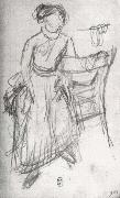 Edgar Degas Study of Helene Rouart sitting on the Arm of a Chair oil on canvas